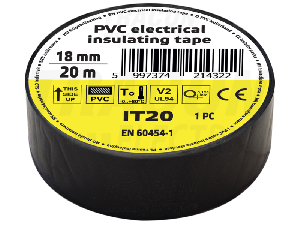 Banda izolatoare, neagra IT20 20m×18mm, PVC, 0-80°C, 5.5kV/mm