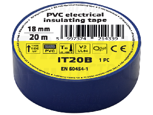 Banda izolatoare, albastra IT20B 20m×18mm, PVC, 0-80°C, 5.5kV/mm