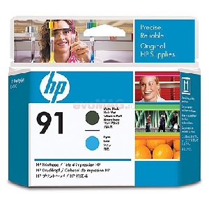 HP - Cap printare HP 91 (Negru mat / Cyan)