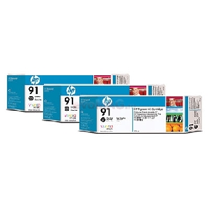 HP - Cartuse cerneala 91 - 3 x 775ml (Negru Foto)