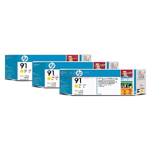 HP - Cartuse cerneala 91 - 3 x 775ml (Galben)