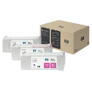 HP - Cartuse cerneala 81 - Pachet 3 unitati (Magenta)