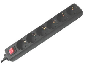 PDU with Surge Protector, 6 Outlets Schuko, 10A, 1.4m cable