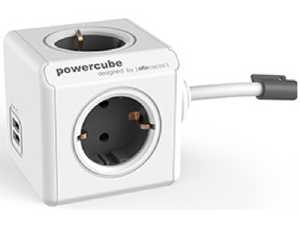 POWER CUBE Design multipriza 16A,4xSchuko gri, 2xUSB 2,1A