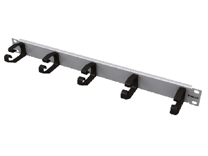 Routing Panel 1U with 5 Cable Clamps of Plastic 78mm RAL7035