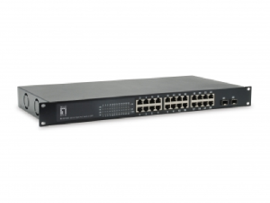 Switch 24xRJ45 + 2xSFP 10/100/1000 (PoE+), 19\