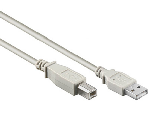 USB 2.0 A-B Cable, A male - B male, Grey, 2m