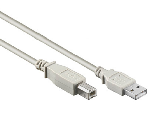 USB 2.0 A-B Cable, A male - B male, Grey, 5m