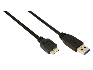 USB 3.0 A-B Micro Cable, A male - Micro B male, Black, 2m