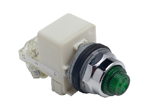 Buton Luminos Verde Ø 30 - Aparent, Cu Revenire - 120V - 1Nd