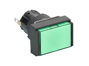 Lampa pilot dreptunghi. Ø16 IP65 verde - LED 24VDC integral conector polariz