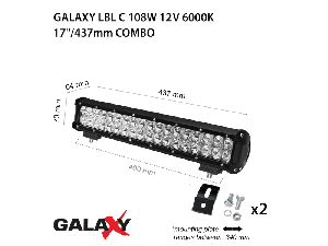 Proiector bara LED GALAXY LBL C 108W 12/24V 6000K 17``/437mm