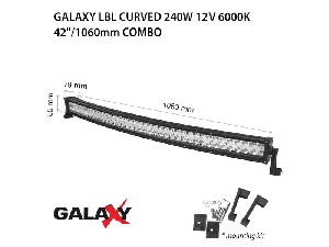 Proiector bara LED GALAXY LBL CURVED 240W 12/24V 6000K