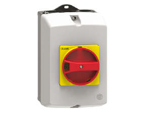 SURFACE MOUNT ENCLOSURE IP65 (4X) FOR SM1R... WITH ROTARY ACTUATOR RED/YELLOW. WIDTH 100MM