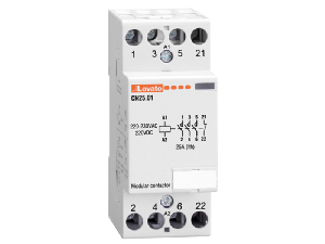 Contactor modular pentru iluminat,  25A AC1, 24VAC/DC (3NO+1NC))