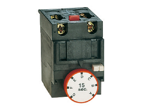 DELAYED Contact auxiliar 1NO + 1NC (PNEUMATIC OPERATION) ON DE-ENERGISATION FOR FRONT CENTRE MOUNTING. SCREW TERMINALS, FOR BF SERIES CONTACTORS, 120S
