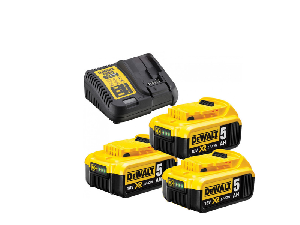 Set incarcator si 3 acumulatori 18V, 5.0Ah XR DeWALT DCB115P3