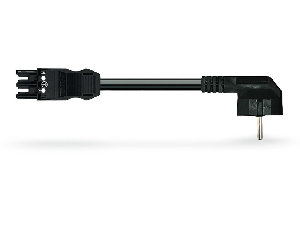 pre-assembled interconnecting cable; Socket/SCHUKO plug; 3-pole; Cod. A; H05VV-F 3G 2.5 mm²; 1 m; 2,50 mm²; black