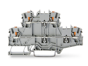 Double-deck terminal block; with push-button; Through/through terminal block; L/N; without marker carrier; suitable for Ex e II applications; Blue conductor entry upper deck; for DIN-rail 35 x 15 and 35 x 7.5; 2.5 mm²; Push-in CAGE CLAMP®; 2,50 mm²; 