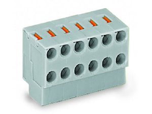 2-conductor modular PCB connector; for solder pin strip; push-button; 0.8 mm Ø; Pin spacing 3.5 mm; 7-pole; 0,50 mm²; gray