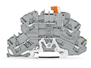 Double-deck disconnect terminal block; with pivoting knife disconnect; for DIN-rail 35 x 15 and 35 x 7.5; 2.5 mm²; Push-in CAGE CLAMP®; 2,50 mm²; gray