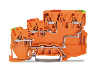 3-conductor sensor/actuator terminal block; for NPN-(low-side) switching actuators; with ground contact; with colored conductor entries; 2.5 mm²; Push-in CAGE CLAMP®; 2,50 mm²; orange