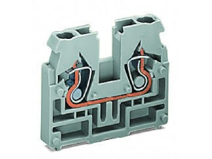 2-conductor end terminal block; without push-buttons; without snap-in mounting foot; 2.5 mm²; CAGE CLAMP®; 2,50 mm²; gray