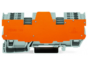 1-conductor/1-conductor terminal block for pluggable modules; 8-pole; with 2-conductor terminal blocks; with 2 jumper positions; with orange separator plate; for DIN-rail 35 x 15 and 35 x 7.5; 4 mm²; CAGE CLAMP®; 4,00 mm²; gray