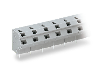 2-conductor PCB terminal block; 0.75 mm²; Pin spacing 10/10.16 mm; 16-pole; PUSH WIRE®; 0,75 mm²; gray