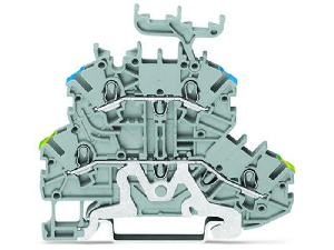 Double-deck terminal block; Ground conductor/through terminal block; PE/N; with marker carrier; for DIN-rail 35 x 15 and 35 x 7.5; 1 mm²; Push-in CAGE CLAMP®; 1,00 mm²; gray