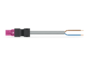 pre-assembled connecting cable; Eca; Plug/open-ended; 2-pole; Cod. B; Control cable 2 x 1.5 mm²; 8 m; 1,50 mm²; pink