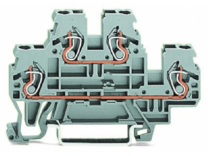 Double-deck terminal block; Through/through terminal block; L/L; for DIN-rail 35 x 15 and 35 x 7.5; 2.5 mm²; CAGE CLAMP®; 2,50 mm²; gray