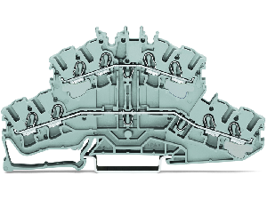 4-conductor double deck terminal block; Through/through terminal block; L/L; without marker carrier; for DIN-rail 35 x 15 and 35 x 7.5; 2.5 mm²; Push-in CAGE CLAMP®; 2,50 mm²; gray