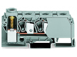 Distribution terminal block; 10 mm²; lateral marker slots; for DIN-rail 35 x 15 and 35 x 7.5; screw-type and CAGE CLAMP®connection; 3 x CAGE CLAMP® connection 10 mm²; 1 x screw-clamp connection 35 mm²; 10,00 mm²; gray