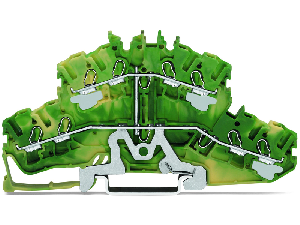 4-conductor double deck terminal block; 8-conductor ground terminal block; PE; without marker carrier; suitable for Ex e II applications; internal commoning; for DIN-rail 35 x 15 and 35 x 7.5; 2.5 mm²; Push-in CAGE CLAMP®; 2,50 mm²; green-yellow
