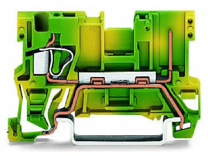 1-conductor/1-pin ground carrier terminal block; for DIN-rail 35 x 15 and 35 x 7.5; 4 mm²; CAGE CLAMP®; 4,00 mm²; green-yellow