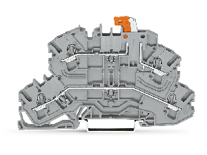 Double-deck disconnect terminal block; with pivoting knife disconnect; L/L; for DIN-rail 35 x 15 and 35 x 7.5; 2.5 mm²; Push-in CAGE CLAMP®; 2,50 mm²; gray