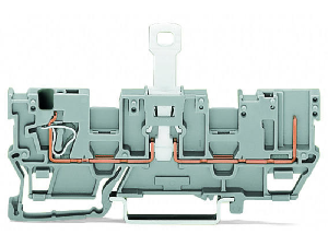 1-conductor/1-pin disconnect carrier terminal block; with shield contact; with 2 jumper positions; for DIN-rail 35 x 15 and 35 x 7.5; 4 mm²; CAGE CLAMP®; 4,00 mm²; gray