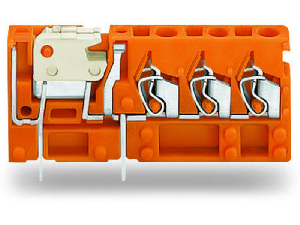 Stackable 3-conductor PCB terminal block; with knife disconnect; 2.5 mm²; Pin spacing 5.08 mm; 1-pole; CAGE CLAMP®; 2,50 mm²; orange