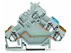 2-conductor actuator terminal block; with colored conductor entries; 2.5 mm²; CAGE CLAMP®; 2,50 mm²; gray