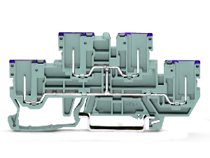 4-pin, double-deck carrier terminal block; 4-pin through terminal block; L; internal commoning; female plug conductor entry with violet marking; for DIN-rail 35 x 15 and 35 x 7.5; gray