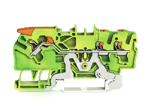 3-conductor ground terminal block; 2.5 mm²; with test port; side and center marking; for DIN-rail 35 x 15 and 35 x 7.5; Push-in CAGE CLAMP®; 2,50 mm²; green-yellow