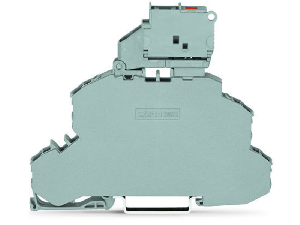 Double-deck fuse terminal block; with pivoting fuse holder; Through/Fuse terminal block; for 5 x 20 mm miniature metric fuse; with blown fuse indication by LED; 230 V; for DIN-rail 35 x 15 and 35 x 7.5; 2.5 mm²; Push-in CAGE CLAMP®; 2,50 mm²; gray