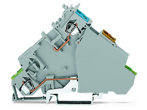 4-conductor sensor supply terminal block; with ground contact; with end plate; with colored conductor entries; 2.5 mm²; CAGE CLAMP®; 2,50 mm²; gray