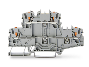 Double-deck terminal block; with push-button; Through/through terminal block; L/L; without marker carrier; suitable for Ex e II applications; for DIN-rail 35 x 15 and 35 x 7.5; 2.5 mm²; Push-in CAGE CLAMP®; 2,50 mm²; gray