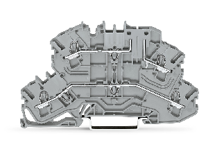 Double-deck carrier terminal block; L/L; upper-deck base; for DIN-rail 35 x 15 and 35 x 7.5; 2.5 mm²; Push-in CAGE CLAMP®; 2,50 mm²; gray