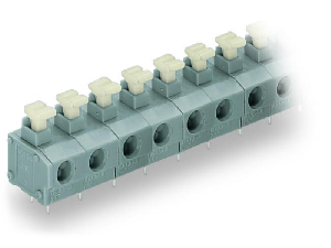 PCB terminal block; push-button; 1.5 mm²; Pin spacing 7.5/7.62 mm; 3-pole; Push-in CAGE CLAMP®; 1,50 mm²; gray