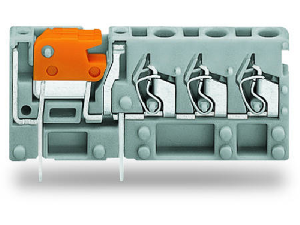 Stackable 3-conductor PCB terminal block; with knife disconnect; 2.5 mm²; Pin spacing 5 mm; 1-pole; CAGE CLAMP®; 2,50 mm²; gray