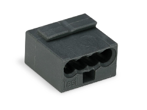 MICRO PUSH WIRE® connector for junction boxes; for solid conductors; 0.8 mm Ø; 4-conductor; dark gray housing; light gray cover; Surrounding air temperature: max 60°C; 0,80 mm²; dark gray