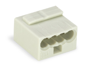 MICRO PUSH WIRE® connector for junction boxes; for solid conductors; 0.8 mm Ø; 4-conductor; light gray housing; light gray cover; Surrounding air temperature: max 60°C; light gray